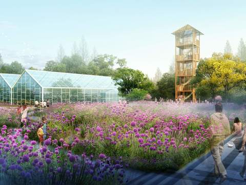 Modern Flower Park Landscape psd