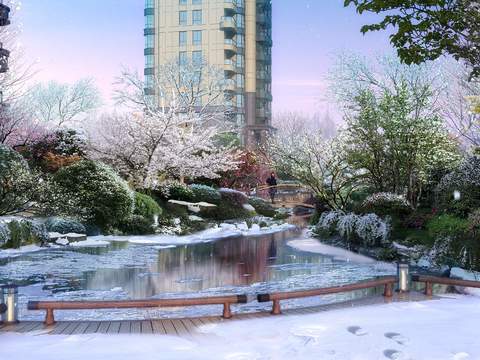 modern community snow garden landscape psd