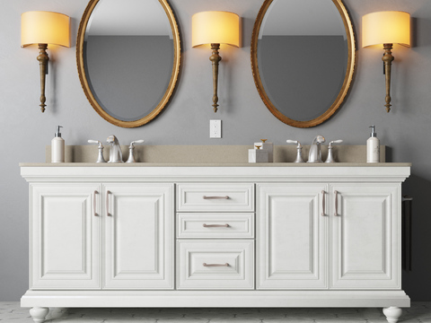 Jane European Creative Solid Wood Double Basin Washbasin Free