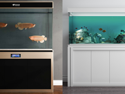 Modern glass fish tank combination