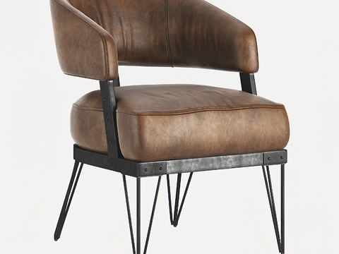 Industrial-style leather lounge chair