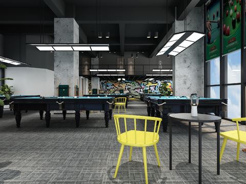 Industrial wind billiard room