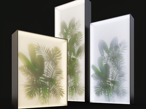 Modern Heat Green Plant Light Box Ornaments