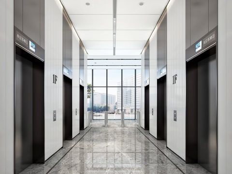 Elevator Hall of Modern Office Building