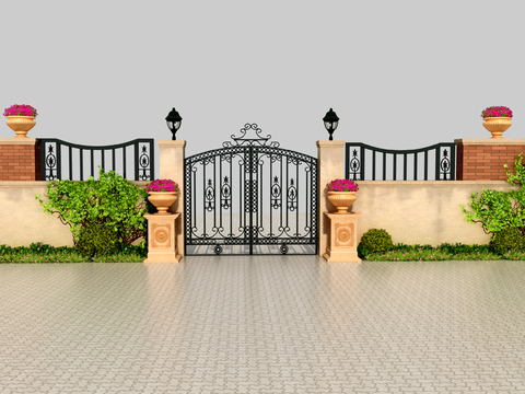 European-style courtyard gate wall