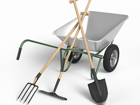 garden tools cart shovel