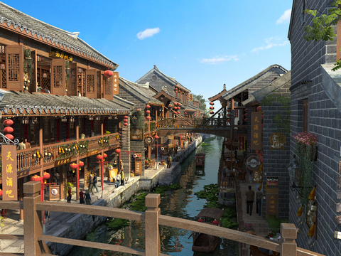 Chinese-style ancient town commercial street