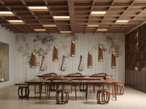 Neo-Chinese Style Guzheng Classroom