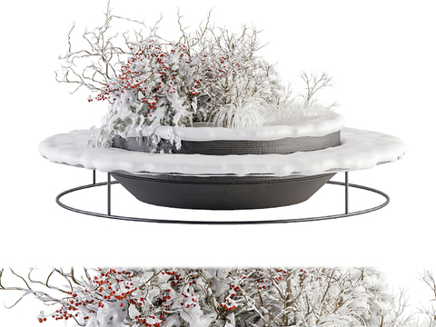 Modern flower bed snow landscape gardening sketch