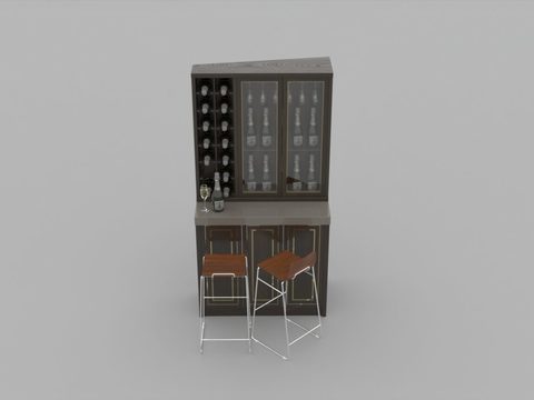 Modern Minimalist Solid Wood Marble Wine Cabinet Bar Free