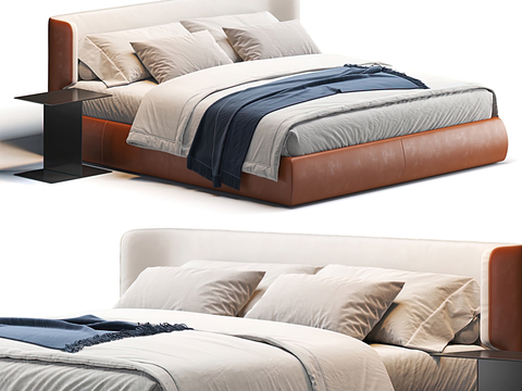 Molteni & C Modern Orange Leather Double Bed