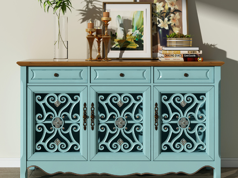 Mediterranean decorative side cabinet