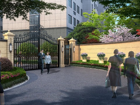 modern residential building gate entrance psd