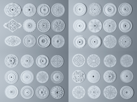 European-style gypsum disc engraved components