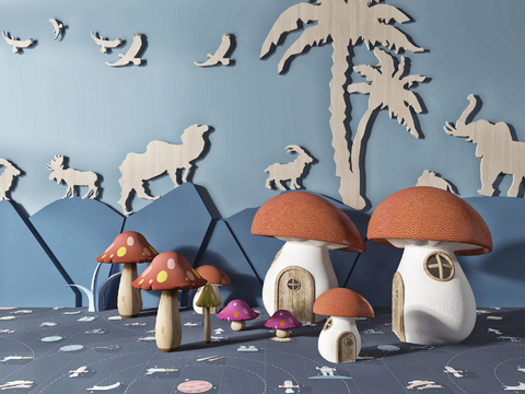 Modern Kindergarten Cartoon Mushroom Sculpture Ornaments