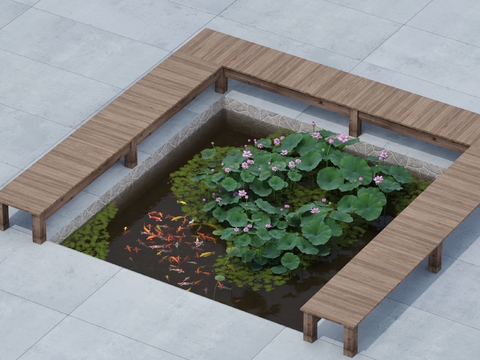 Anticorrosive wood viewing platform koi fish pond lotus flower pond