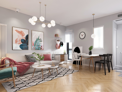 Nordic Apartment Living Room Dining Room