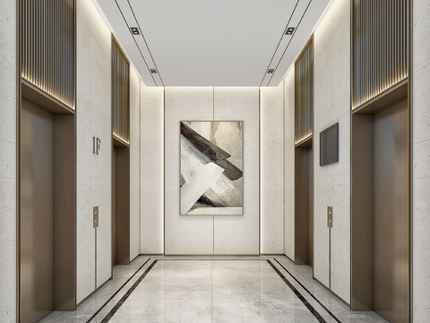 Elevator Hall of Modern Office Building