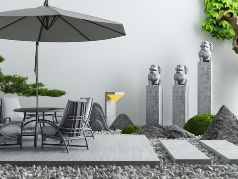 New Chinese Courtyard Parasol Landscape Sick