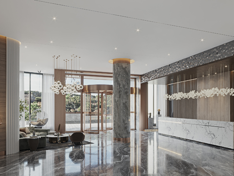 Modern Affordable Luxury Style Hotel Lobby Front Desk