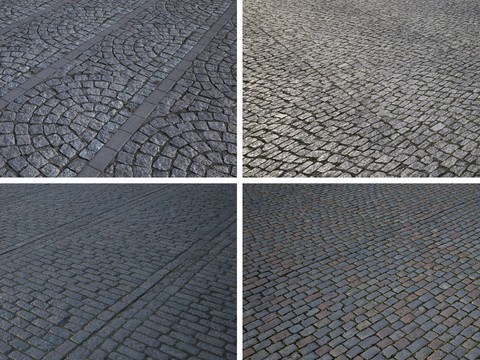 Modern stone brick road pavement