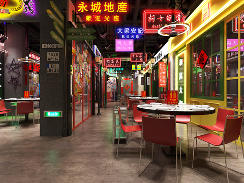 Industrial style retro port style characteristic snack street