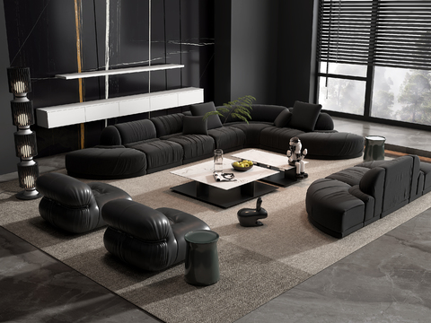 Cassina modern black corner sofa combination