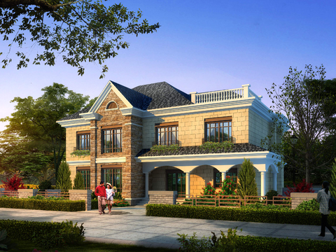 Neo-Chinese Style architectural exterior landscape psd