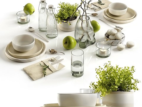 Modern dishes and tableware