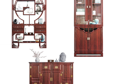 New Chinese-style Antique Frame Side Cabinet Decorative Cabinet