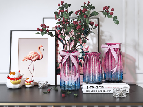 Modern transparent glass vase decorative painting combination