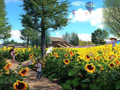 Modern Park Sunflower Garden psd