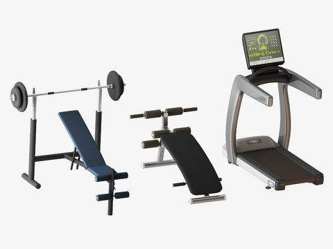 modern treadmill barbell fitness equipment