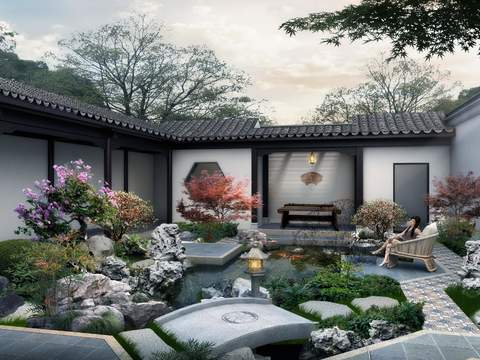 Chinese Atrium Garden psd