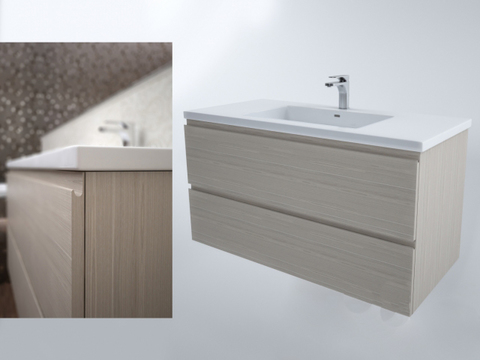 Modern Simple Solid Wood Ceramic Washbasin Free