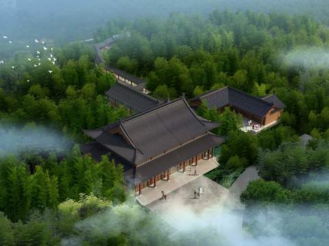 new chinese museum appearance bird's eye view psd