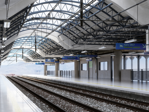 Modern railway station platform