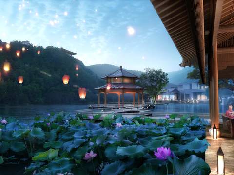 New Chinese Lotus Wetland Landscape psd