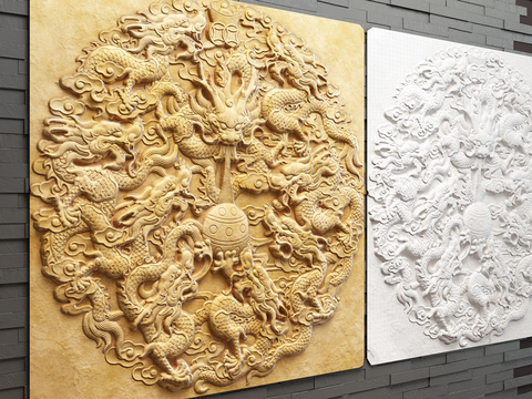 New Chinese Dragon Sandstone Relief