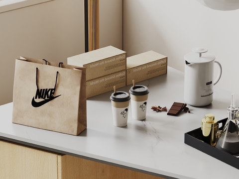 Desktop Decoration Coffee Tote Bag Coffee Cup Kettle Chocolate