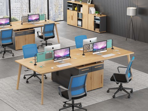 Modern office desk and chair card position