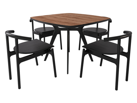 New Chinese Minimalist Solid Wood Dining Table and Chair Free