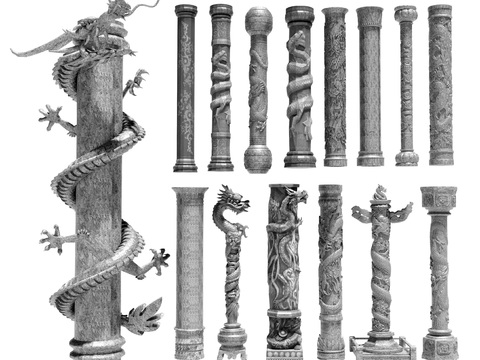 Chinese-style Column Stone Pillar Panlong Column Totem Pillar