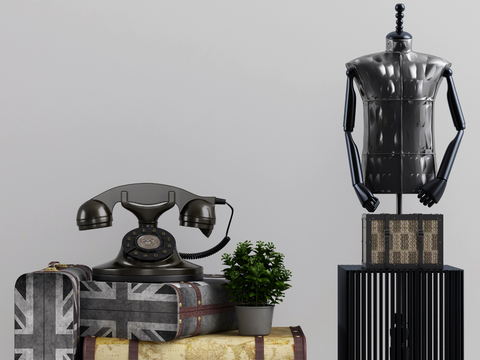 Industrial-style telephone suitcase combination ornaments