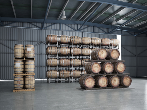 Industrial Wind Wine Barrel Cask Warehouse