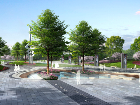 modern square park landscape psd