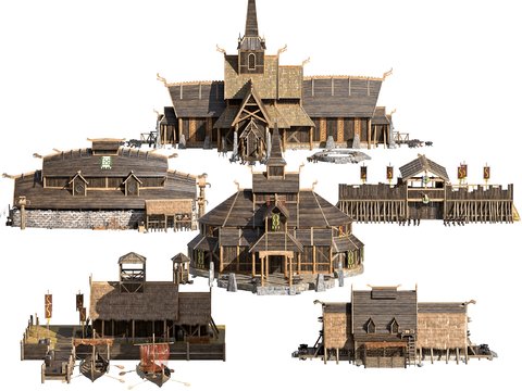 Nordic Ancient Architecture Wooden House City Wall