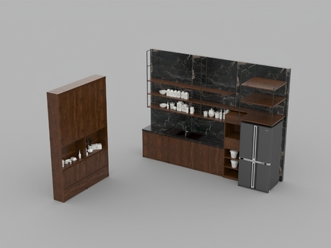 Modern minimalist solid wood marble cabinet free