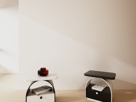 black and white bedside table