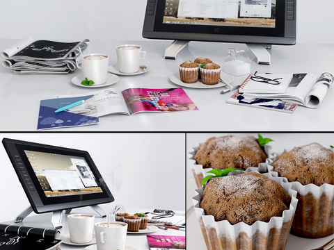 Magazine Coffee Cupcakes Digital Screen